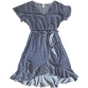 Naif Navy Blue Stripped Dress with belt